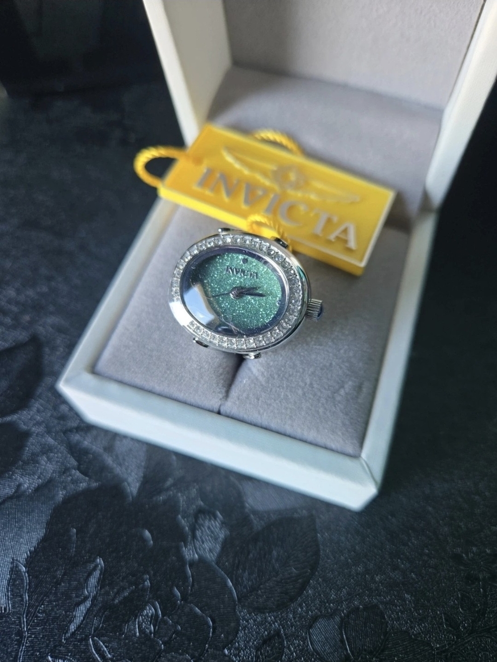 49597 Invicta Mini Angel Green Glitter Dial Women's Ring Watch 24mm